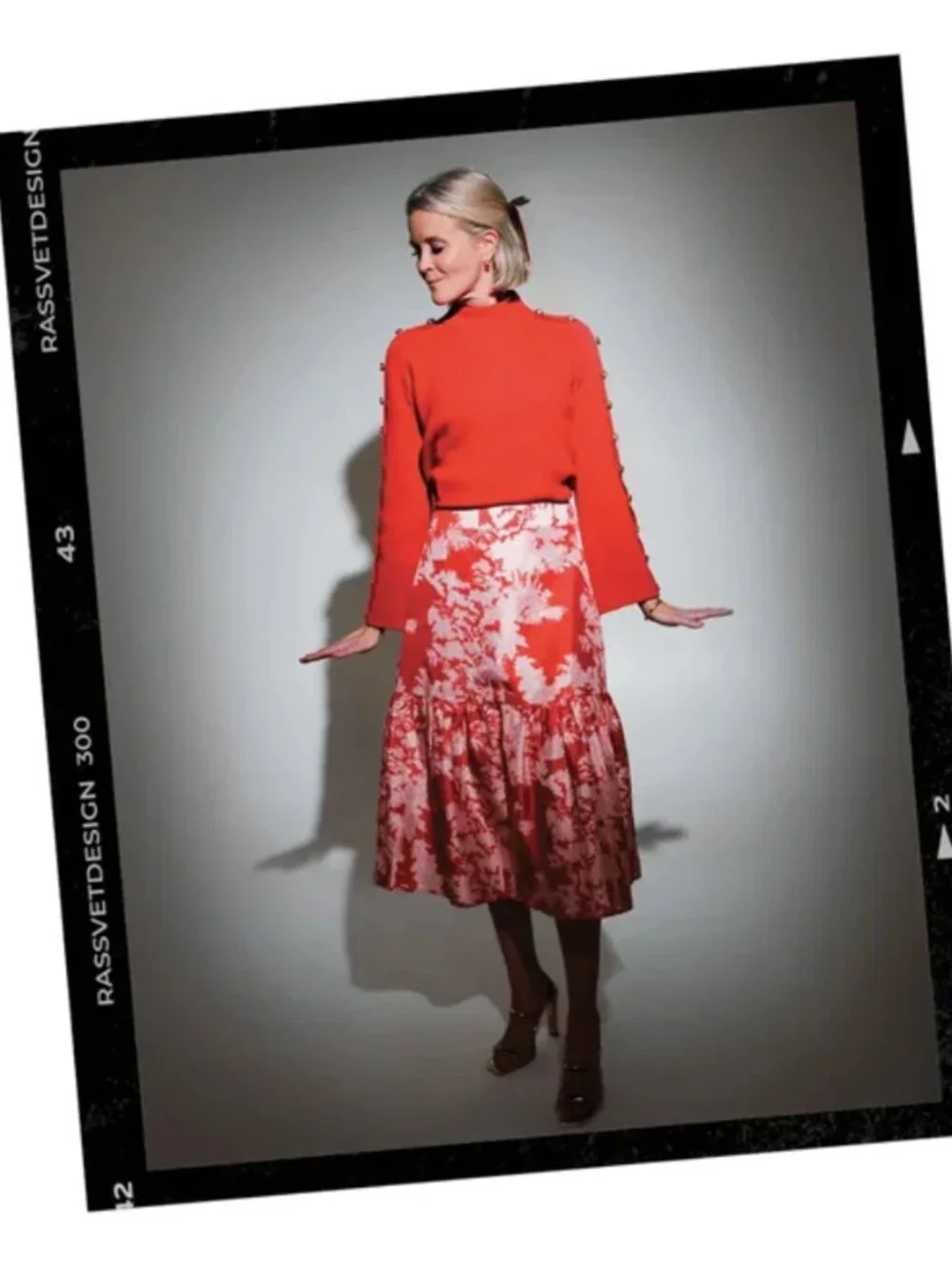 Tuckernuck | Scarlet Toile Emilie Midi Skirt Tiered Floral Red Pink Size M